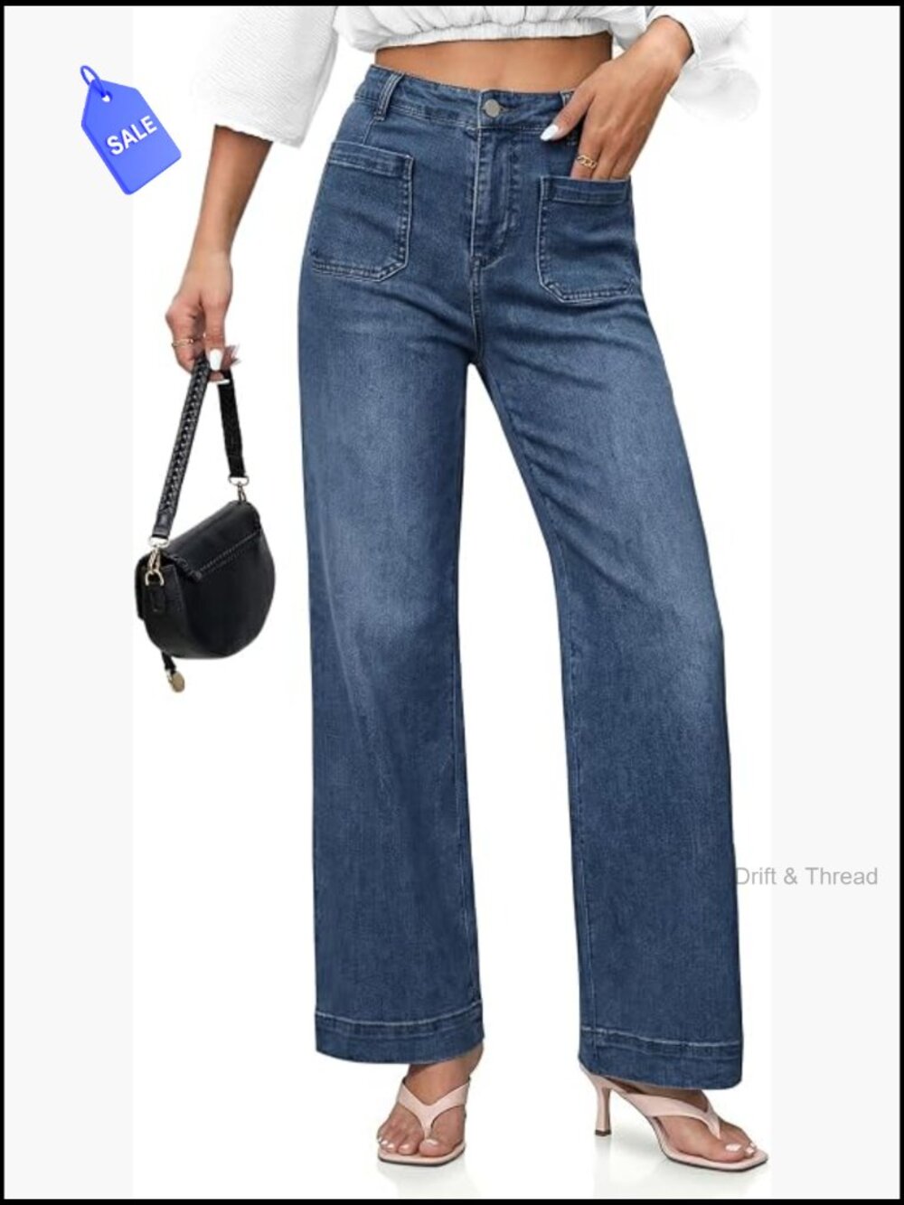 High Waisted Wide Leg Jeans Women Stretchy Denim Pants Trendy